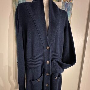 CHANEL Navy Blue Cardigan Sweater